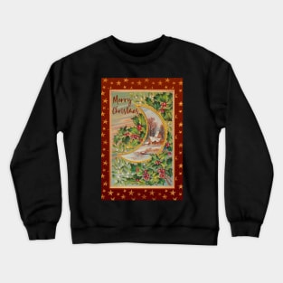 Vintage Christmas Scene With Holly and Mistletoe Crewneck Sweatshirt